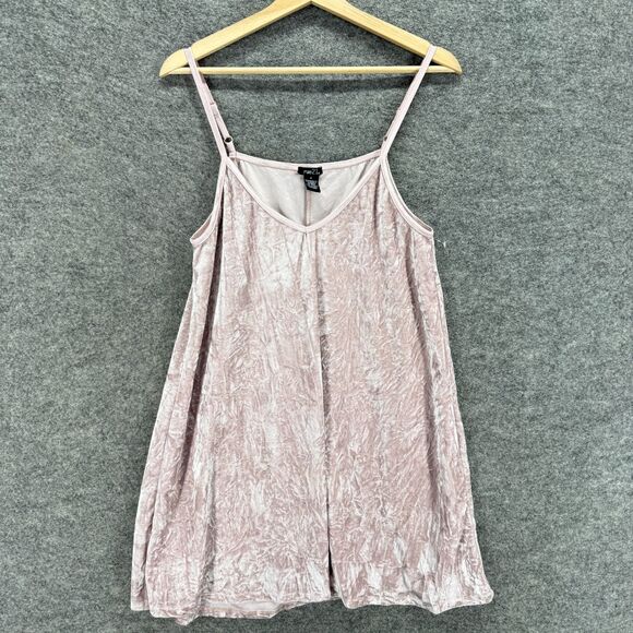 Rue 21 Dress Women S Small Pink Velvet V-Neck Sleeveless Shift Short Casual - Picture 1 of 6